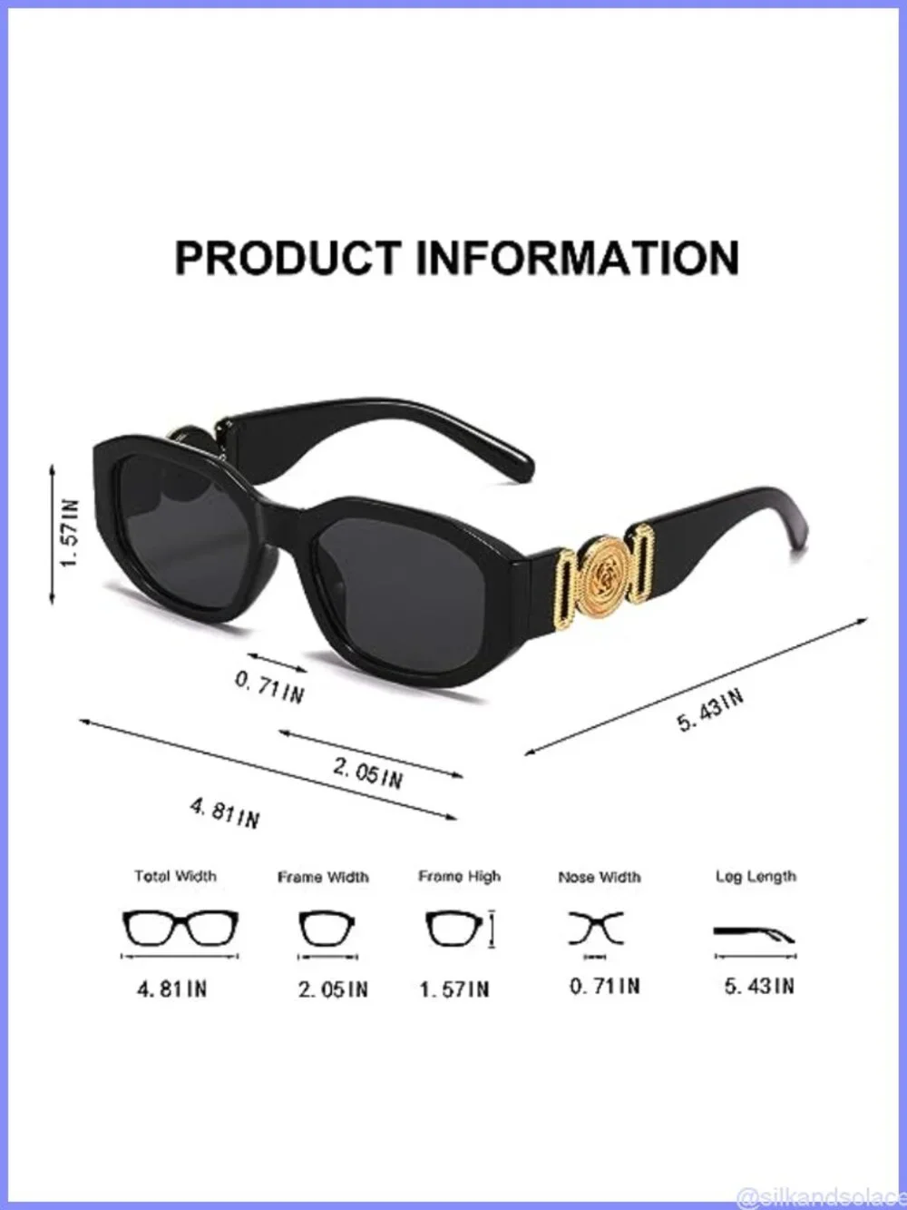Retro Rectangle Sunglasses UV400 Full-Frame Vintage Fashion Eyewear